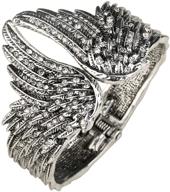 🔔 yacq women's guardian angel wings hinged bangle bracelets - adjustable fit for wrist size 6.5 to 7.5 inch - lead & nickel-free - women girls biker jewelry - costume accessories logo