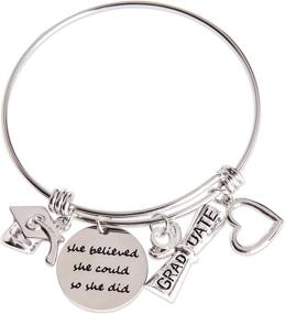 img 4 attached to Stainless Steel Graduation Gift Bangle Bracelet 2021 - Celebrate Academic Achievements with Congrats Grad Jewelry