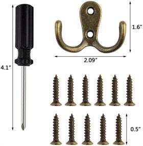 img 3 attached to Hoveox 20 Pcs Double Prong Robe Hook: Versatile Rustic Utility Hooks 🧷 with Screws and Screwdriver - Ideal for Towels, Hats, Clothes, and Jewelry (Bronze Finish)