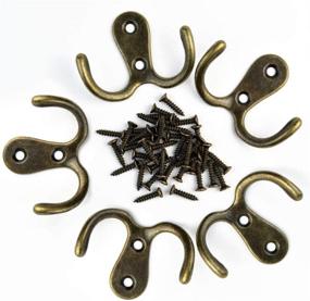 img 1 attached to Hoveox 20 Pcs Double Prong Robe Hook: Versatile Rustic Utility Hooks 🧷 with Screws and Screwdriver - Ideal for Towels, Hats, Clothes, and Jewelry (Bronze Finish)