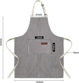 img 3 attached to 👨 NLUS 2 Pack Kitchen Cooking Aprons - Adjustable Bib Soft Chef Apron with 2 Pockets for Men Women, Black/Brown Stripes – Stylish and Functional!