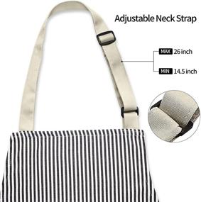 img 1 attached to 👨 NLUS 2 Pack Kitchen Cooking Aprons - Adjustable Bib Soft Chef Apron with 2 Pockets for Men Women, Black/Brown Stripes – Stylish and Functional!