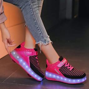 img 3 attached to 🔃 Ehauuo Kids Two Wheels Shoes with Rechargeable Lights | Roller Skates Shoes with Retractable Wheels | LED Flashing Sneakers for Unisex Girls Boys | Perfect Gift for Beginners