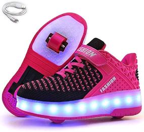 img 4 attached to 🔃 Ehauuo Kids Two Wheels Shoes with Rechargeable Lights | Roller Skates Shoes with Retractable Wheels | LED Flashing Sneakers for Unisex Girls Boys | Perfect Gift for Beginners