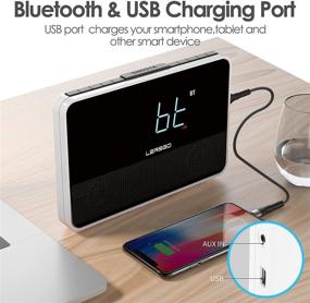 img 2 attached to Portable Bluetooth V5.0 Speaker with HD Sound and Bass, 1.4 Inch Blue Display, Dimmer, Dual Alarm, Snooze, Adjustable Volume, Sleep Timer, USB Charging Port - Ideal Alarm Clock for Bedroom