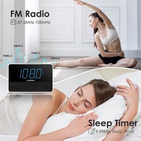 img 3 attached to Portable Bluetooth V5.0 Speaker with HD Sound and Bass, 1.4 Inch Blue Display, Dimmer, Dual Alarm, Snooze, Adjustable Volume, Sleep Timer, USB Charging Port - Ideal Alarm Clock for Bedroom