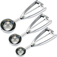 🍪 fayomir cookie scoop set: small, medium & large sizes - premium stainless steel dough, ice cream & cupcake scoop with melon baller function included логотип