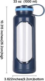 img 3 attached to 🚰 weitine 33 Oz Glass Water Bottle PC Sleeve Leak Proof Lid 1L Capacity BPA Free for Travel, Home, Office, Picnics, Fitness, Yoga - Safe & Reusable for Hot Liquids, Tea, Coffee, Daily Intake Drink