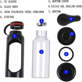 img 2 attached to 🚰 weitine 33 Oz Glass Water Bottle PC Sleeve Leak Proof Lid 1L Capacity BPA Free for Travel, Home, Office, Picnics, Fitness, Yoga - Safe & Reusable for Hot Liquids, Tea, Coffee, Daily Intake Drink