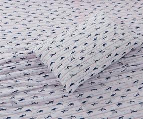 img 1 attached to Cozy and Playful Grey Shark-themed Sheet Set - Perfect Bedding for Boys/Teens in White, Red, and Light Blue - Available in Queen Size