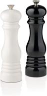 🌶️ le creuset salt and pepper mill set, 8" x 2 1/2" – black & white: premium seasoning duo logo