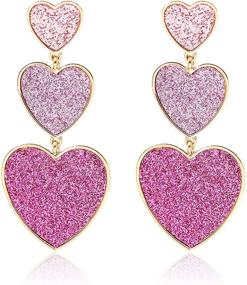 img 4 attached to 💗 Stylish T-ztoss Candy Pink Heart Earrings: Bohemian Love Dangles for Women & Teen Girls