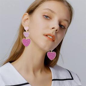 img 3 attached to 💗 Stylish T-ztoss Candy Pink Heart Earrings: Bohemian Love Dangles for Women & Teen Girls