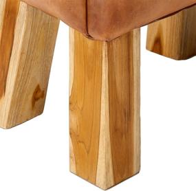 img 1 attached to 🪑 Bare Decor Gorgie Accent Stool in Small Genuine Leather, Brown - Enhanced for SEO