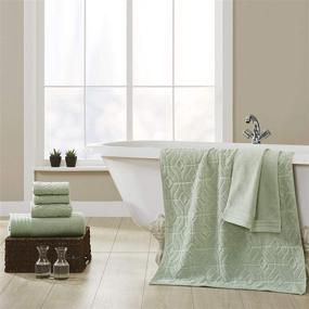 img 3 attached to 🛀 Amrapur Overseas 6-Piece Yarn Dyed Diamond Gate Jacquard Seafoam Towel Set, 27 in x 54 in