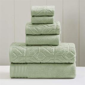 img 4 attached to 🛀 Amrapur Overseas 6-Piece Yarn Dyed Diamond Gate Jacquard Seafoam Towel Set, 27 in x 54 in