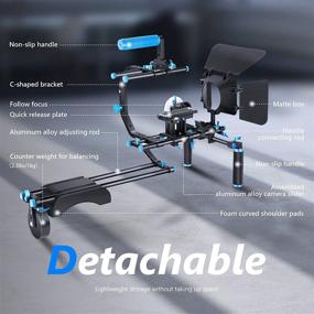 img 3 attached to Neewer Shoulder Rig Kit for DSLR Cameras and Camcorders: Film Making System with Matte Box, Follow Focus, C-Shaped Bracket, Handgrip, and More (Blue + Black)