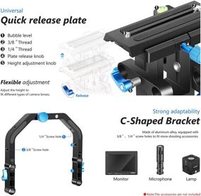 img 1 attached to Neewer Shoulder Rig Kit for DSLR Cameras and Camcorders: Film Making System with Matte Box, Follow Focus, C-Shaped Bracket, Handgrip, and More (Blue + Black)
