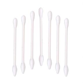 img 1 attached to 🌼 Enhanced Cotton Swabs: 800-Piece Set with Dual Precision Tips & Paper Sticks - 4 Packs of 200 (Round & Pointed Shapes)