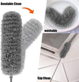 img 2 attached to Durable Microfiber Duster with Stainless Steel Extension Pole - Adjustable Length of 30 to 100 Inches, Ideal for Cleaning High Ceiling Fan, Blinds, Furniture, and Cars - Washable and Effective