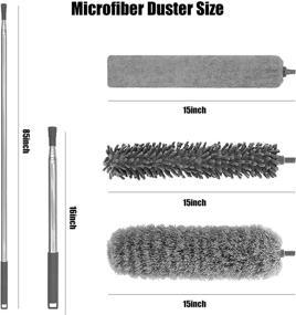 img 3 attached to Durable Microfiber Duster with Stainless Steel Extension Pole - Adjustable Length of 30 to 100 Inches, Ideal for Cleaning High Ceiling Fan, Blinds, Furniture, and Cars - Washable and Effective