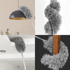 img 1 attached to Durable Microfiber Duster with Stainless Steel Extension Pole - Adjustable Length of 30 to 100 Inches, Ideal for Cleaning High Ceiling Fan, Blinds, Furniture, and Cars - Washable and Effective