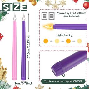 img 3 attached to 🌸 Flameless LED Advent Candle Set: 4-Piece Taper Candles for Christmas Rituals, Church, and Home Decor - Purple & Pink