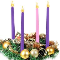 🌸 flameless led advent candle set: 4-piece taper candles for christmas rituals, church, and home decor - purple & pink логотип