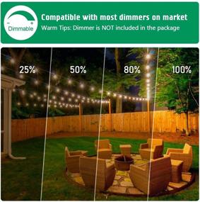 img 1 attached to Waterproof Dimmable 50FT G40 Globe String Lights for Patio - Shatterproof Outdoor Hanging Lights for 💡 Porch - 25 LED Bulbs - E12 Edison Bulb String Lights - 2200K Warm White - Black