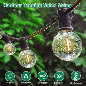 img 3 attached to Waterproof Dimmable 50FT G40 Globe String Lights for Patio - Shatterproof Outdoor Hanging Lights for 💡 Porch - 25 LED Bulbs - E12 Edison Bulb String Lights - 2200K Warm White - Black