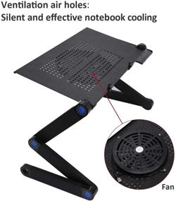 img 2 attached to 📚 Portable Adjustable Laptop Desk with Cooling Fan, Bed Computer Stand - Foldable Lap Table Workstation with Mouse Pad Side - Ergonomic Height & Angle Tilt - Aluminum Desktop Folding Holder