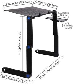 img 1 attached to 📚 Portable Adjustable Laptop Desk with Cooling Fan, Bed Computer Stand - Foldable Lap Table Workstation with Mouse Pad Side - Ergonomic Height & Angle Tilt - Aluminum Desktop Folding Holder