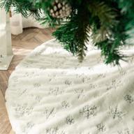 🎄 deggod plush christmas tree skirts - 36" luxury snowy white faux fur xmas tree base cover mat with silver snowflakes - xmas new year home party decorations (silver, 36 inches) logo