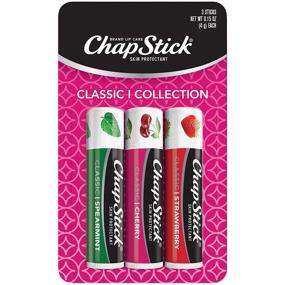 img 4 attached to ChapStick Classic Lip Balm Variety Pack - Non-Tinted, 3 Flavors (Cherry/Strawberry/Spearmint), 0.15 Oz Tubes, 3 Count