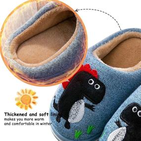img 1 attached to 🦖 Cute & Cozy: LÄTT LIV Kids Dinosaur Slippers - Warm Plush Indoor Shoes
