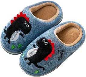 img 4 attached to 🦖 Cute & Cozy: LÄTT LIV Kids Dinosaur Slippers - Warm Plush Indoor Shoes