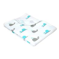 🐋 american baby company aqua whale cotton swaddle blanket: soft & breathable, 30 x 40, for boys & girls - single pack logo