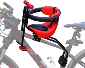 img 4 attached to Повысьте безопасность и комфорт с детским велосипедным креслом FenglinTech: переднее детское велосипедное кресло с спинкой, педалями, поручнями и ремнем безопасности.