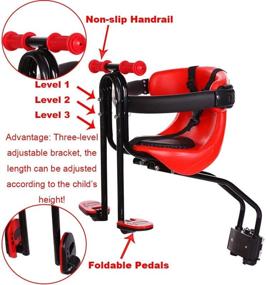 img 2 attached to Enhance Safety and Comfort with FenglinTech Baby Bike Seat: Front Mounted Child Bike Seat with Back Rest, Foot Pedals, Handrail and Seat Belt