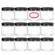 🏺 dilabee 12-pack of 8 ounce clear plastic jars with screw on lids and labels - refillable, elegant, and bpa free containers for kitchen, slime, beauty products, cosmetics, lotions, and more logo