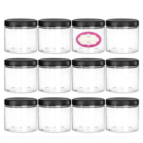 img 4 attached to 🏺 DilaBee 12-Pack of 8 Ounce Clear Plastic Jars with Screw On Lids and Labels - Refillable, Elegant, and BPA Free Containers for Kitchen, Slime, Beauty Products, Cosmetics, Lotions, and More