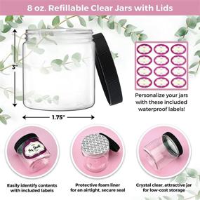 img 3 attached to 🏺 DilaBee 12-Pack of 8 Ounce Clear Plastic Jars with Screw On Lids and Labels - Refillable, Elegant, and BPA Free Containers for Kitchen, Slime, Beauty Products, Cosmetics, Lotions, and More