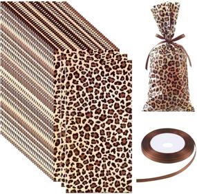 img 4 attached to 100-Piece Leopard Print Treat Bags: Perfect Zoo or Jungle Party Supplies with Easy Seal, Animal Print Cellophane Cookie Bags and Brown Fabric Ribbon Included