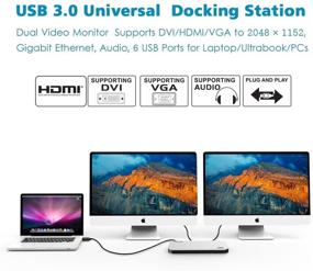 img 1 attached to 💻 WAVLINK USB 3.0 Docking Station Dual Monitor Display for Mac & Windows Laptop in Extend/Mirror Mode - DVI/HDMI/VGA Support, 2xUSB 3.0 Fast Charging, 4xUSB 2.0, Gigabit Ethernet, Audio Jack