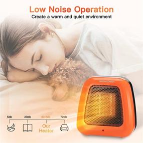 img 2 attached to 🔶 Compact and Portable 400W Low Wattage Mini Space Heater with Tip Over Protection for Office Table Desk Indoors - Vibrant Orange