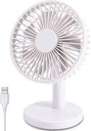 💨 compact desk fan, 5.5 inch personal usb fan with 3 speeds, 2000mah battery, 45° adjustment, mini table fan for office, home, bedroom, desktop - white logo