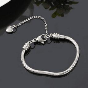 img 1 attached to 🌸 TGLS Women Girls Moments Slider Charms Bracelet: Stylish Stainless Steel Snake Chain Bracelet with Adjustable Length and Extension Chain