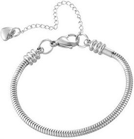 img 4 attached to 🌸 TGLS Women Girls Moments Slider Charms Bracelet: Stylish Stainless Steel Snake Chain Bracelet with Adjustable Length and Extension Chain