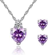 hithop premium quality women's elegant crystal pendant necklace earrings set for girls decoration - purple jewelry logo