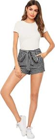 img 1 attached to 🌴 Stay Cool and Stylish with SweatyRocks Women's Casual Elastic Waist Striped Summer Beach Shorts